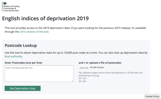 The postcode lookup tool on OpenDataCommunities