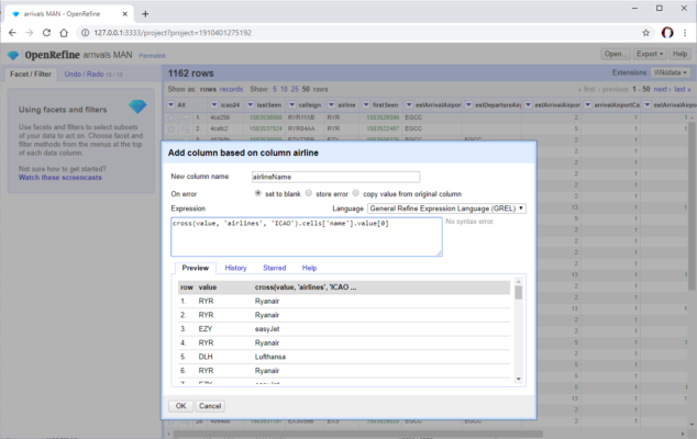 Phil’s data in OpenRefine