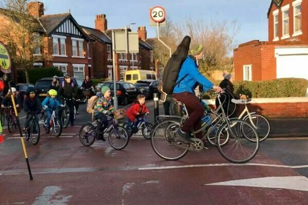 A 'school bike bus' in Chorlton