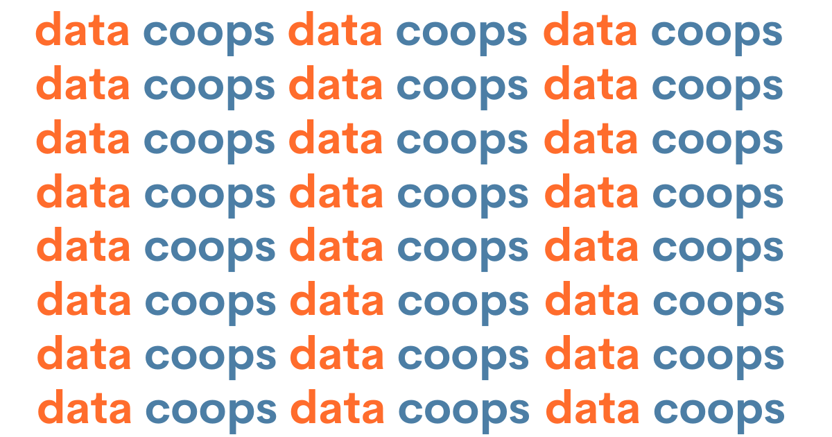 Text reading 'data coops' repeated in orange and blue