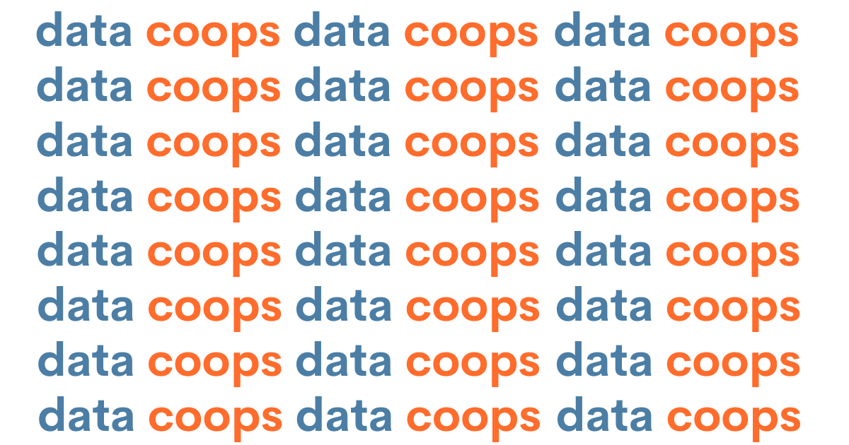 Data coops written in blue and orange for the Data Cooperatives Working Group