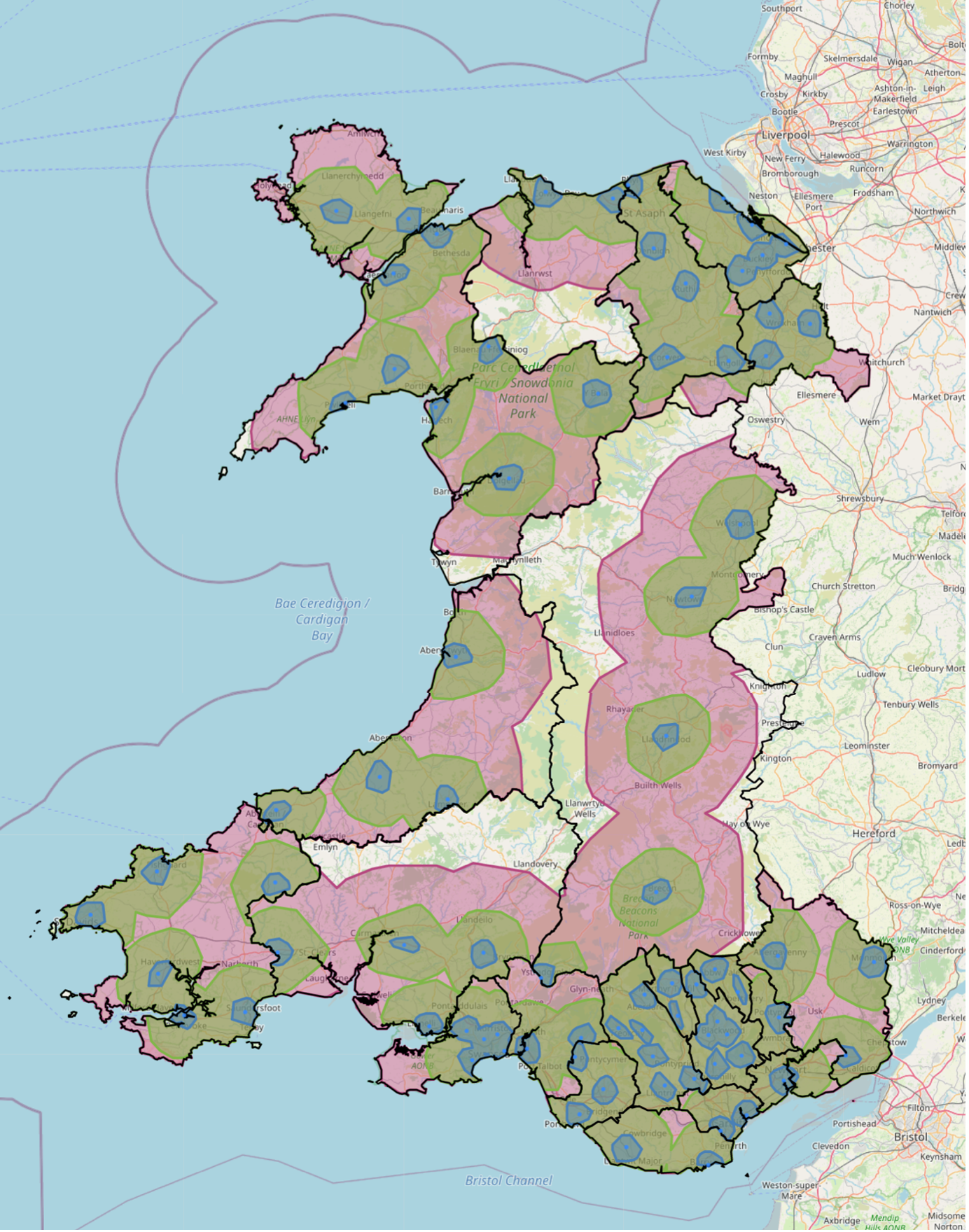 A maps showing local authority borders in Wales