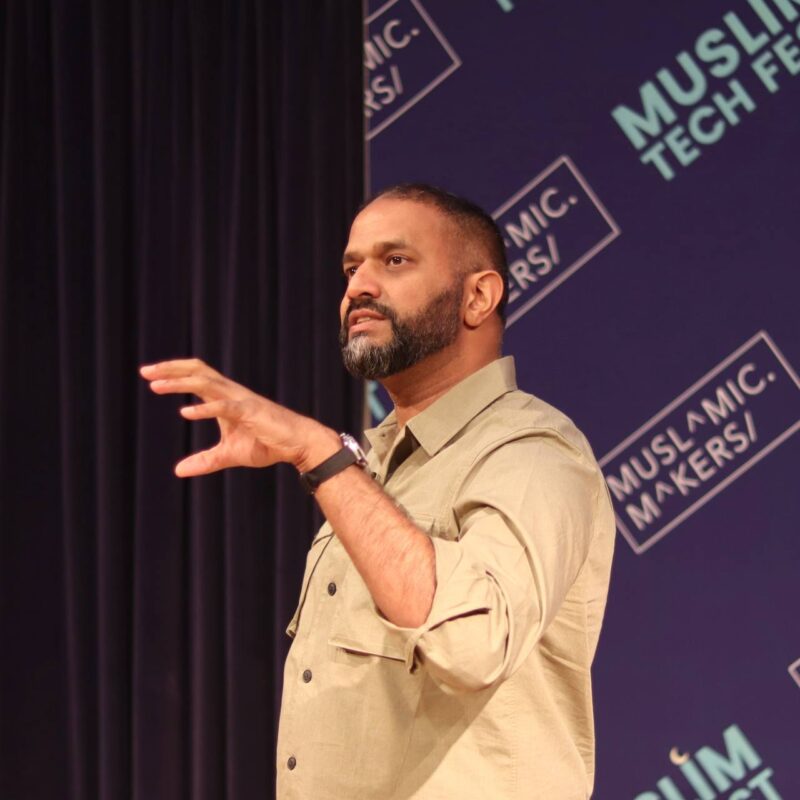 Shaf Choudry speaking at the Muslim Tech Festival